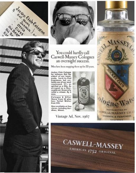 Джон Ф. Кеннеди носил Caswell-Massey ... коллаж с Jockey Club (1940) через Instagram @caswellmassey